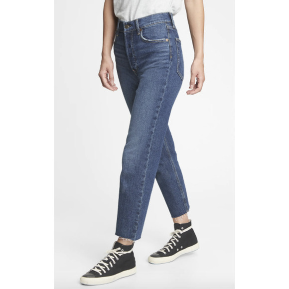 Gap Cheeky Straight High Rise Jeans Button Fly 29 8 Tall Dark Indigo Blue Denim - Picture 6 of 13